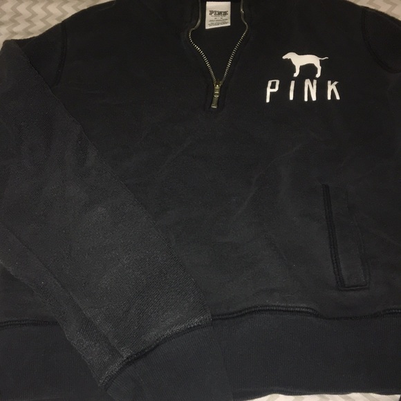 Victoria’s Secret PINK Black Half Zipper Pullover - Picture 3 of 3